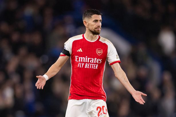 Jorginho looks on during an Arsenal game.